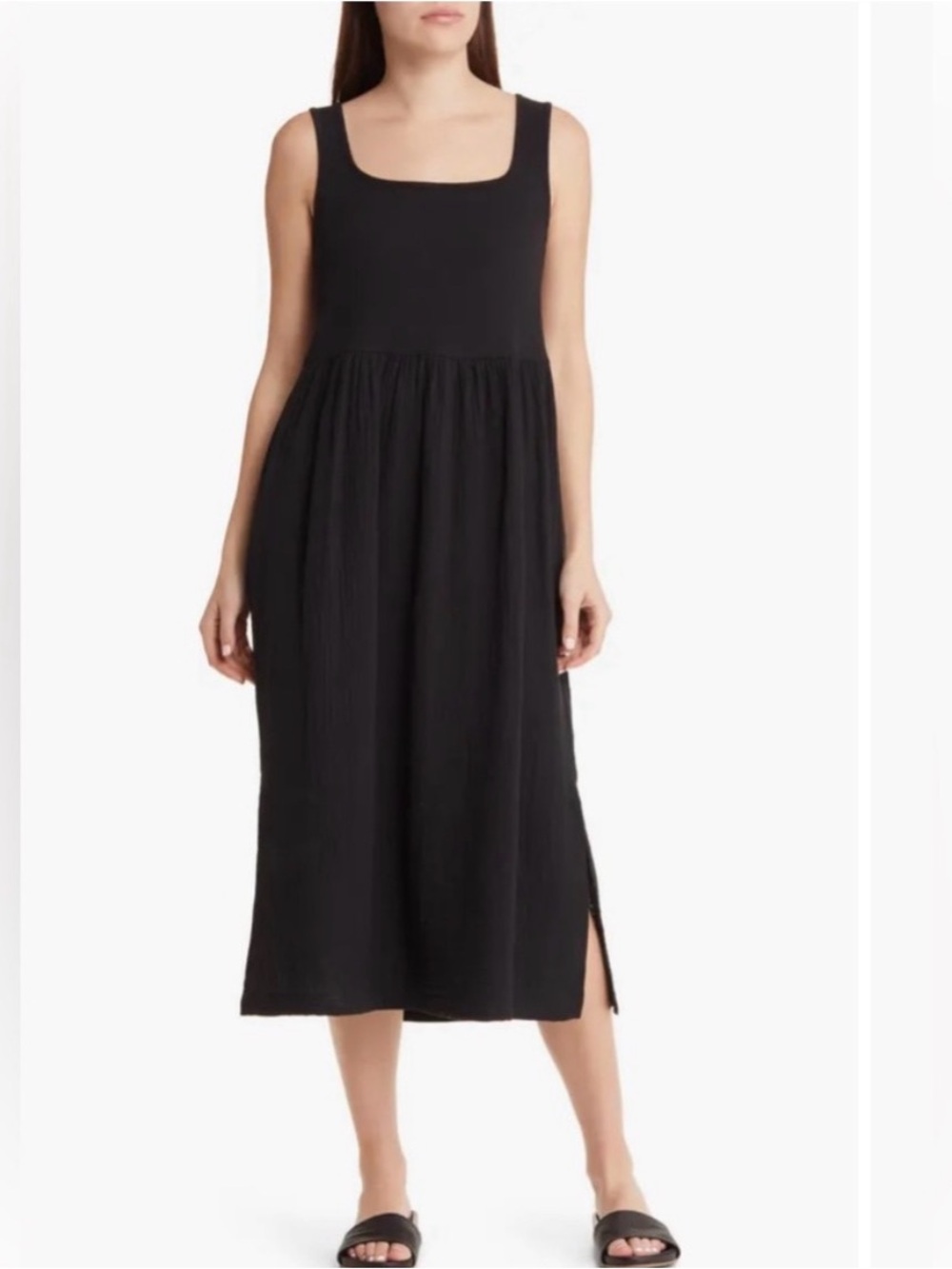 Madewell Black Midi Gauze/Knit Dress XS